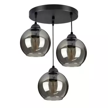 Подвесной светильник с 3 плафонами из черного стекла, прозрачный, 3x E27 kiki design, черный