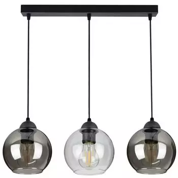 Подвесной светильник с 3 плафонами из черного стекла, прозрачный, 3x E27 kiki design, черный