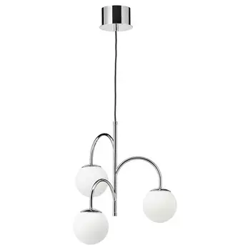 Подвесной светильник с 3-рожками, хром/белое опаловое стекло, 55 см, SIMRISHAMN IKEA
