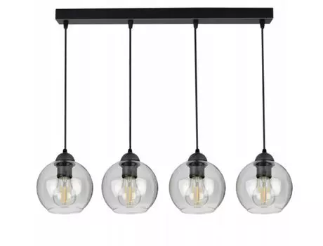 Подвесной светильник с 4 стеклянными плафонами черного цвета, прозрачный, 4x E27 kiki design, черный