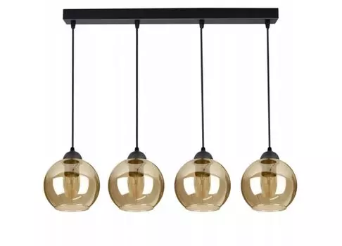 Подвесной светильник с 4 стеклянными плафонами черного, прозрачного, золотого, медового цвета, 4x E27 kiki design, желтый