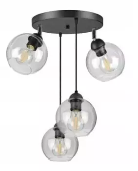 Подвесной светильник с 4 стеклянными плафонами черного цвета, прозрачный, 4x E27 kiki design