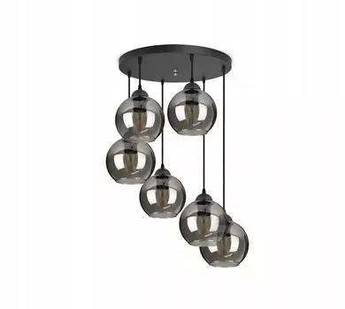 Подвесной светильник с 5 стеклянными плафонами черного цвета, прозрачный, 5x E27 kiki design