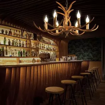 Подвесной светильник с 6 рогами, креативная люстра в стиле ретро, лампа из рога оленя с подвесным светильником с 6 абажурами GreatDEshop2021, коричневый