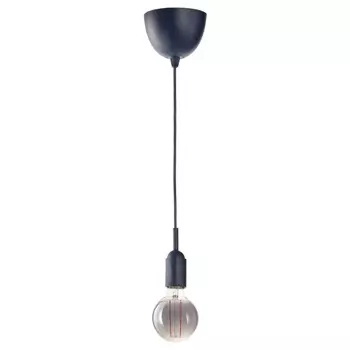 Подвесной светильник с лампочкой Ikea Gravacka / Molnart, 95 мм, темно-синее/серое прозрачное стекло