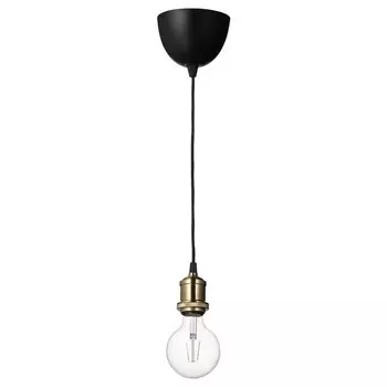 Подвесной светильник с лампочкой Ikea Jallby / Lunnom, латунное покрытие/ прозрачное стекло