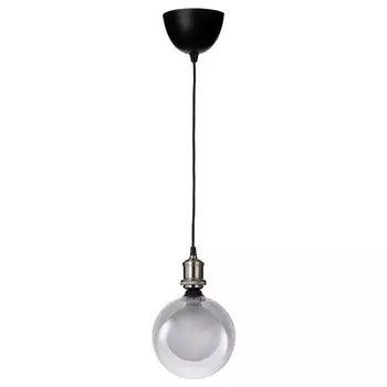 Подвесной светильник с лампочкой Ikea Jallby / Molnart, двойной шар / никелированный