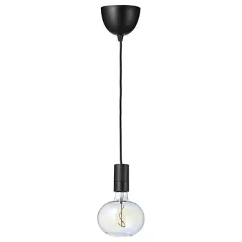 Подвесной светильник с лампочкой Ikea Sunneby / Molnart Ellipse Shaped, черный/многоцветное стекло