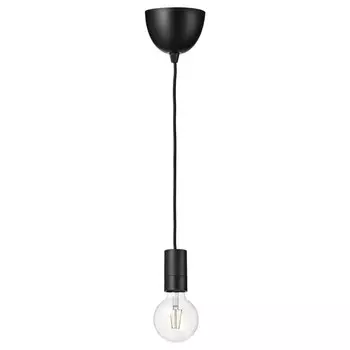 Подвесной светильник с лампочкой Ikea Sunneby / Lunnom, черный/прозрачное стекло