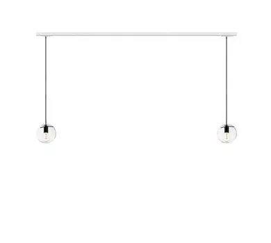 Подвесной светильник s.luce Orb из стекла, от 2 до 5 ламп, включая 1-фазную направляющую систему, черный/прозрачный, белый купол диаметром 20 см, круглый патрон с 2 лампами.