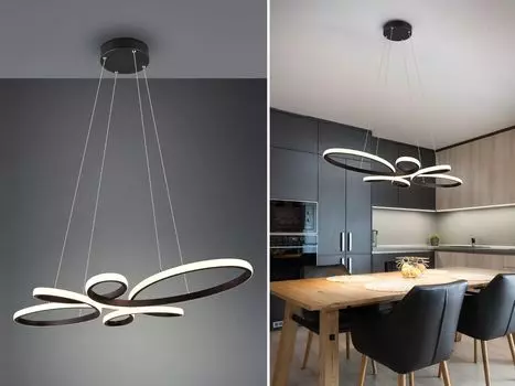 Подвесной светильник с регулируемой яркостью, черный, ширина 83см. TRIO