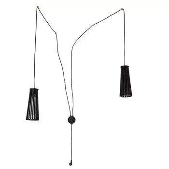 Подвесной светильник с вилочным кабелем, черный деревянный абажур, гибкий, 2 лампы GU10, подвесной светильник для спальни, гостиной Licht-Erlebnisse