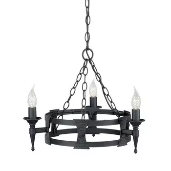 Подвесной светильник Saxon, кованое железо, черный, 3 лампочки Elstead Lighting