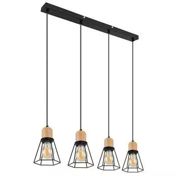 Подвесной светильник, сетчатые абажуры, имитация дерева, черный, В 120 см etc-shop