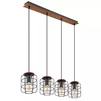 Подвесной светильник, сетчатый дизайн, дерево, черный, коричневый, H 120 см Globo Lighting