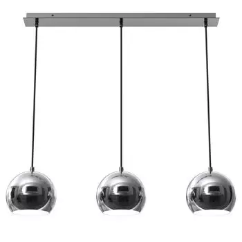 Подвесной светильник сферический абажур, 3 лампы, хромированный, регулируемый E27, подвесной светильник, обеденный стол, столовая, кухня Licht-Erlebnisse