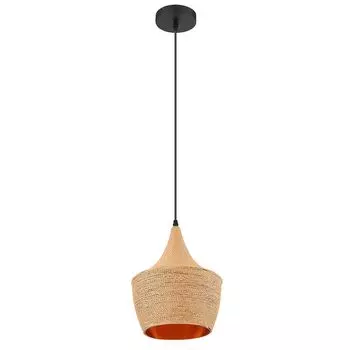 Подвесной светильник, шнур, ALU, текстиль, коричневый, золотой, H 140 см etc-shop