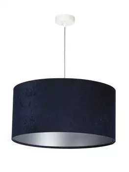 Подвесной светильник синий, серебристый, круглый 50 см, ткань под велюр, регулируемый, подвесной светильник E27 для спальни, гостиной, столовой Licht-Erlebnisse