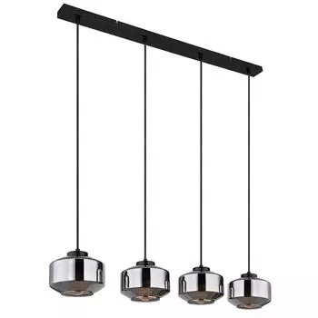 Подвесной светильник, стекло, дымчатый, 4 пламени, L 96 см. Globo Lighting, черный