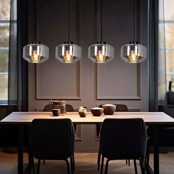 Подвесной светильник, стекло, дымчатый, 4 пламени, L 96 см. Globo Lighting, черный
