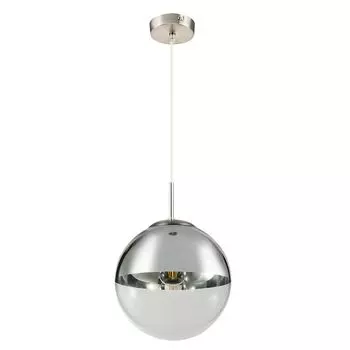 Подвесной светильник, стеклянный шар, хром, прозрачный, D 25 см. Globo Lighting, серебро