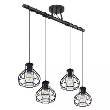 Подвесной светильник, стержни, черная сетка, 4 лампочки, L 80 см. Globo Lighting, черный