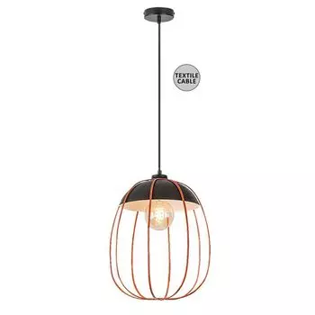 Подвесной светильник SVENS E27 1x max.40W металл матовый черный, оранжевый H: 150см 27см с диммированием Rabalux