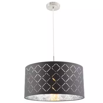 Подвесной светильник, текстиль, черный, серебро, 40 см etc-shop, серый