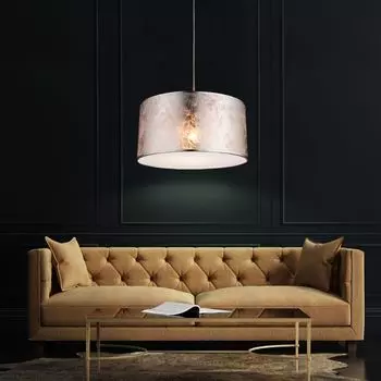 Подвесной светильник, текстильный серебро, D 40 см. etc-shop