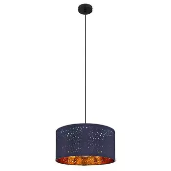 Подвесной светильник, текстиль, синий, медь, H 140 см etc-shop