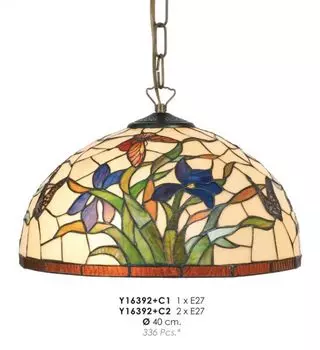 Подвесной светильник Tiffany диаметром 40 см Y16392 + лампа C1/C2, количество цоколей: 1 лампочка Casa Padrino
