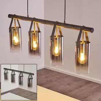 Подвесной светильник »Tino« из металла/кожи/стекла серого цвета. hofstein