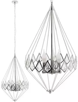 Подвесной светильник Toollight App767-3Cp Diamond Crystal, 3 источника света E14, 40,5X40,5X69-146 см, регулируемый Toolight, серебро