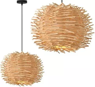 Подвесной светильник Toollight App883-1Cp черный, коричневый, металлический бамбук E27, односторонняя световая точка Toolight