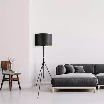 Подвесной светильник торшер штатив гостиная абажур велюр однотонный E27 Paco Home, черный