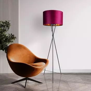 Подвесной светильник торшер штатив гостиная абажур велюр однотонный E27 Paco Home, розовый