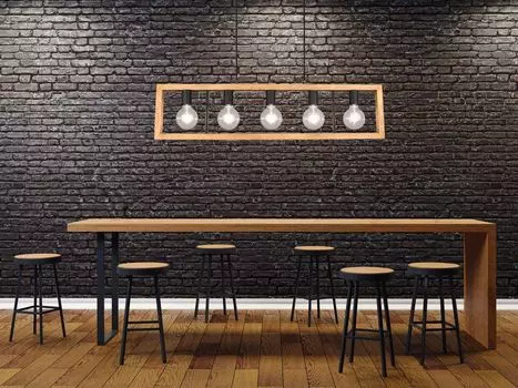 Подвесной светильник Trio AGRA 5 Flames черный с деревянными балками