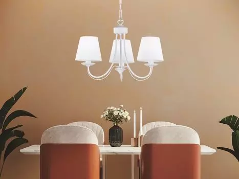 Подвесной светильник Trio белого матового цвета E14, 3 лампы, ткань, белый