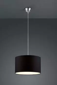 Подвесной светильник Trio HOTEL тканевый абажур черный 40см, серебро