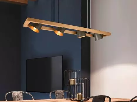 Подвесной светильник Trio Leuchten Bell 4 лампы античный никель, серебро