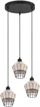 Подвесной светильник TRIO Leuchten "Borka" на 3 лампочки, цвет natur