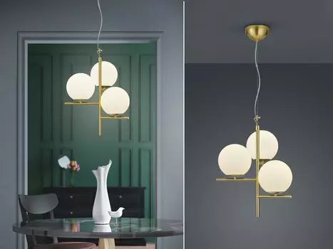 Подвесной светильник Trio Pure из матовой латуни и белого цвета E14, 3 лампы, белый