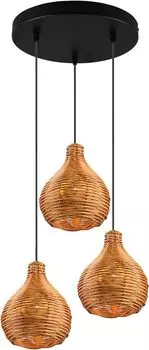 Подвесной светильник Trout, 39 см, высота: 150 см, натуральный, ротанговое плетение, без лампочки E14, 40 Вт lightling, нейтральный цвет