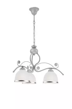 Подвесной светильник в стиле модерн "Narella" серебристо-белый, металлическое стекло, 3 лампочки, подвесной светильник для гостиной, обеденного стола Licht-Erlebnisse