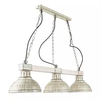 Подвесной светильник винтажный "Hakon" из металла, дерева, потертого белого цвета E27, 3-ламповый подвесной светильник для гостиной, столовой Licht-Erlebnisse