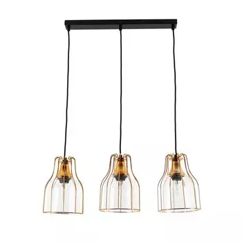 Подвесной светильник винтажный медный стеклянный металлический подвесной светильник с 3 лампочками для гостиной, столовой, обеденного стола Licht-Erlebnisse