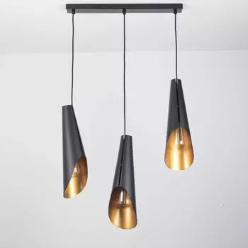 Подвесной светильник винтажный современный "Calyx" медь, черный металл, подвесной светильник с 3 лампочками для гостиной, обеденного стола Licht-Erlebnisse