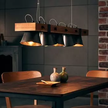 Подвесной светильник, высота 115 см, Е27, макс. 10 Вт, металл/дерево. Lightbox, черный