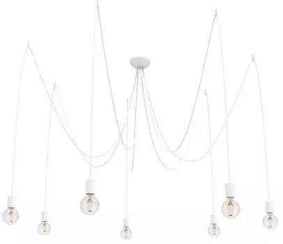 Подвесной светильник XXL, регулируемый белый, 7x E27, гибкий подвесной светильник для гостиной, молодежной комнаты Licht-Erlebnisse