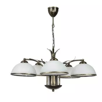 Подвесной светильник загородный дом "Корфу" латунь белое стекло металл 5-ламповый подвесной светильник гостиная обеденный стол Licht-Erlebnisse